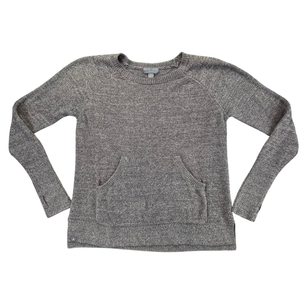 Barefoot‎ Dreams CozyChic Lite Women M Gray Pullover Sweater Pocket Thumbholes